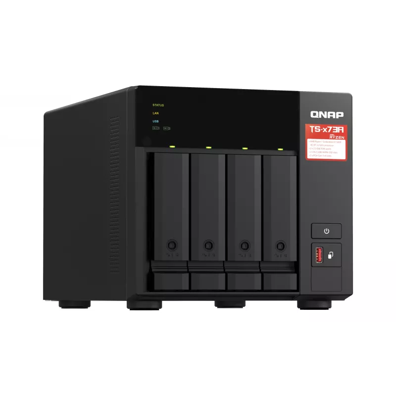 QNAP TS-473A NAS-torni Ryzen Embedded V1500B 8 GB DDR4 0 TB QNAP Turbo System musta