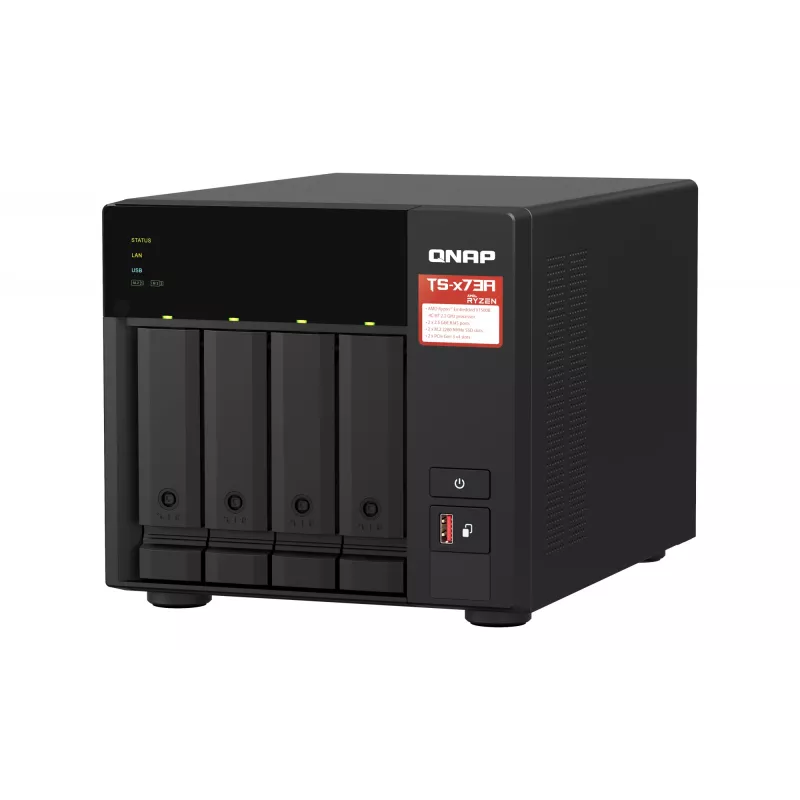 QNAP TS-473A NAS-torni Ryzen Embedded V1500B 8 GB DDR4 0 TB QNAP Turbo System musta