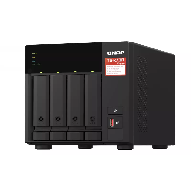 QNAP TS-473A NAS-torni Ryzen Embedded V1500B 8 GB DDR4 0 TB QNAP Turbo System musta