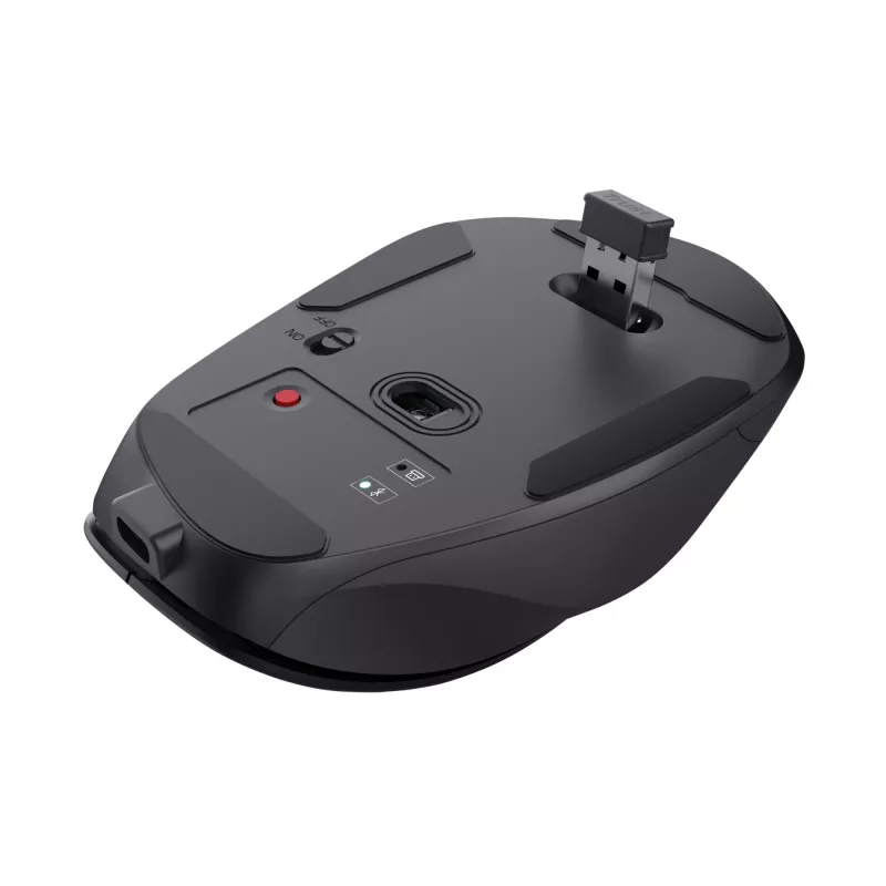 TRUST Fyda Office ergonominen oikeakätinen langaton hiiri – RF + Bluetooth 5.2 – optinen 2400 DPI – 6 painiketta – musta