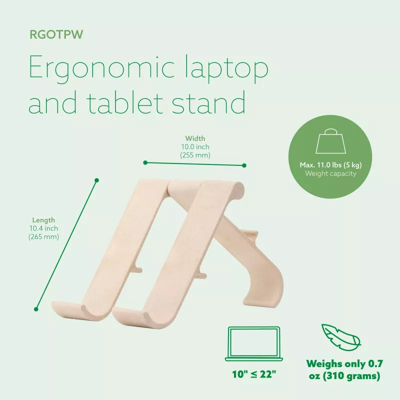 R-Go Tools kannettavan ja tabletin teline R-Go Treepod, ergonominen ja modulaarinen, säädettävä, biopohjainen