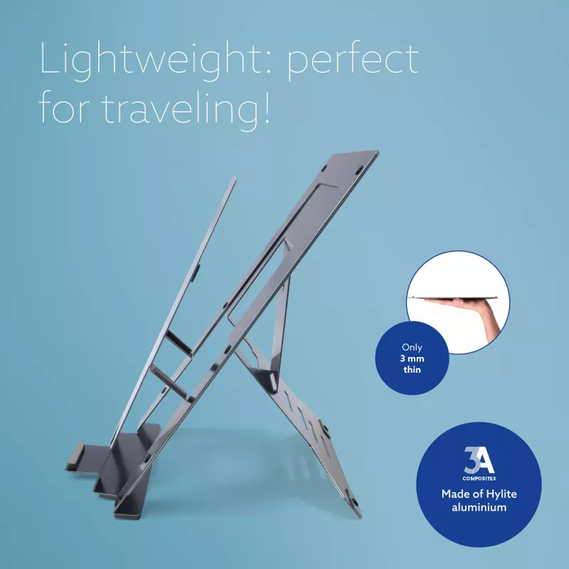 R-Go Tools kannettavan teline R-Go Riser Document, ergonominen, taittuva ja säädettävä teline asiakirjatelineellä, musta