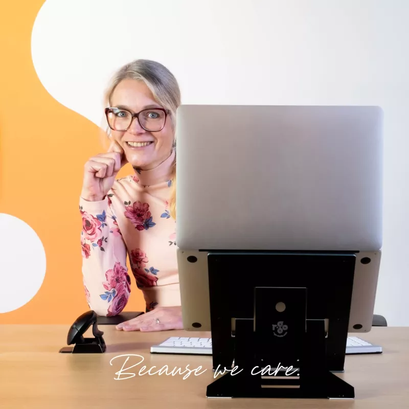R-Go Tools kannettavan teline R-Go Riser Document, ergonominen, taittuva ja säädettävä teline asiakirjatelineellä, musta