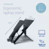 R-Go Tools kannettavan teline R-Go Riser Document, ergonominen, taittuva ja säädettävä teline asiakirjatelineellä, musta