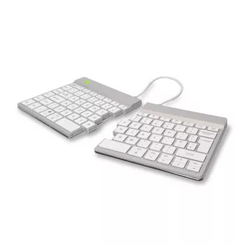 R-Go Tools ergonominen näppäimistö R-Go Split Break tauko-ohjelmistolla, ergonominen jaettu näppäimistö, QWERTY (UK), Bluetooth, valkoinen
