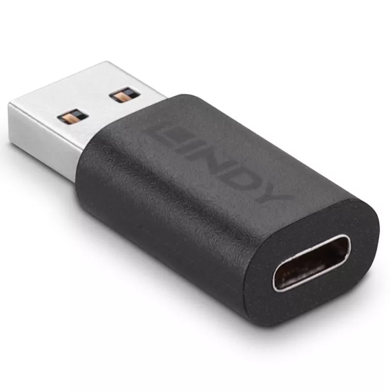 Lindy USB 3.2 Type-A - Type-C -adapteri, USB 3.2 Type-A, USB 3.2 Type-C, musta