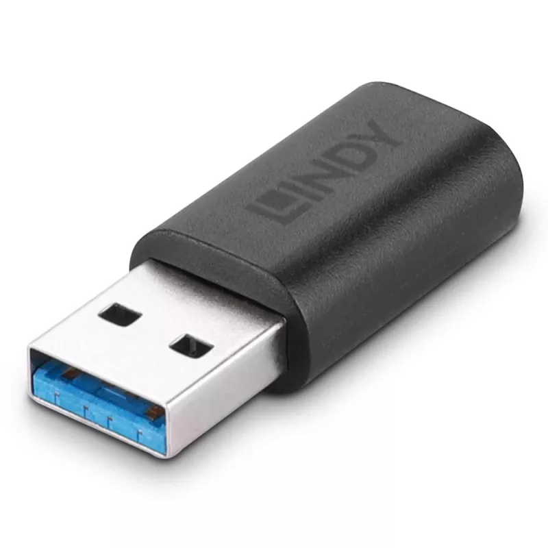 Lindy USB 3.2 Type-A - Type-C -adapteri, USB 3.2 Type-A, USB 3.2 Type-C, musta