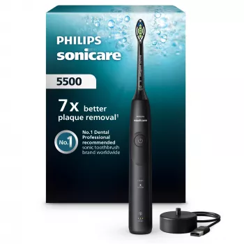 Philips 5500 äänihammasharja HX7111/01 — 62 000 liikettä/min, 2 tilaa, paineentunnistin, ladattava, musta
