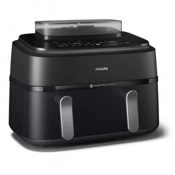 Kiertoilmakypsennin Philips 5000-sarja NA551/00 — 9 l tilavuus, 2300 W, kosketusohjaus, LED-näyttö, musta/hopea