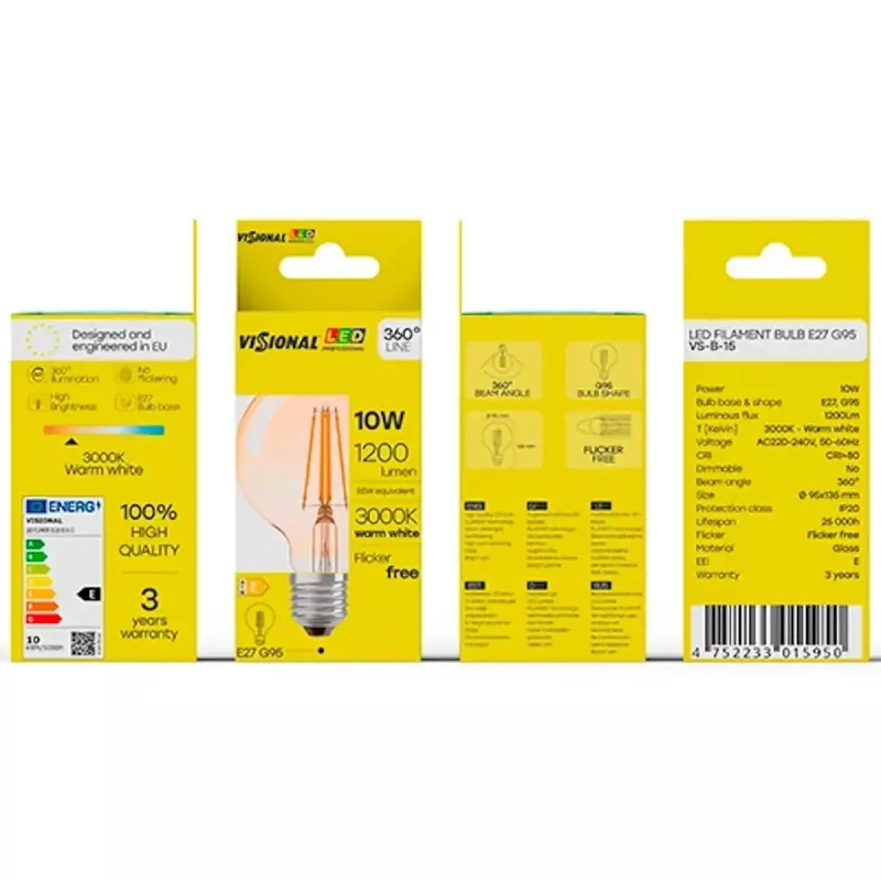 LED-lamppu VISIONAL VS-B-15 12W 1200 lm 3000K