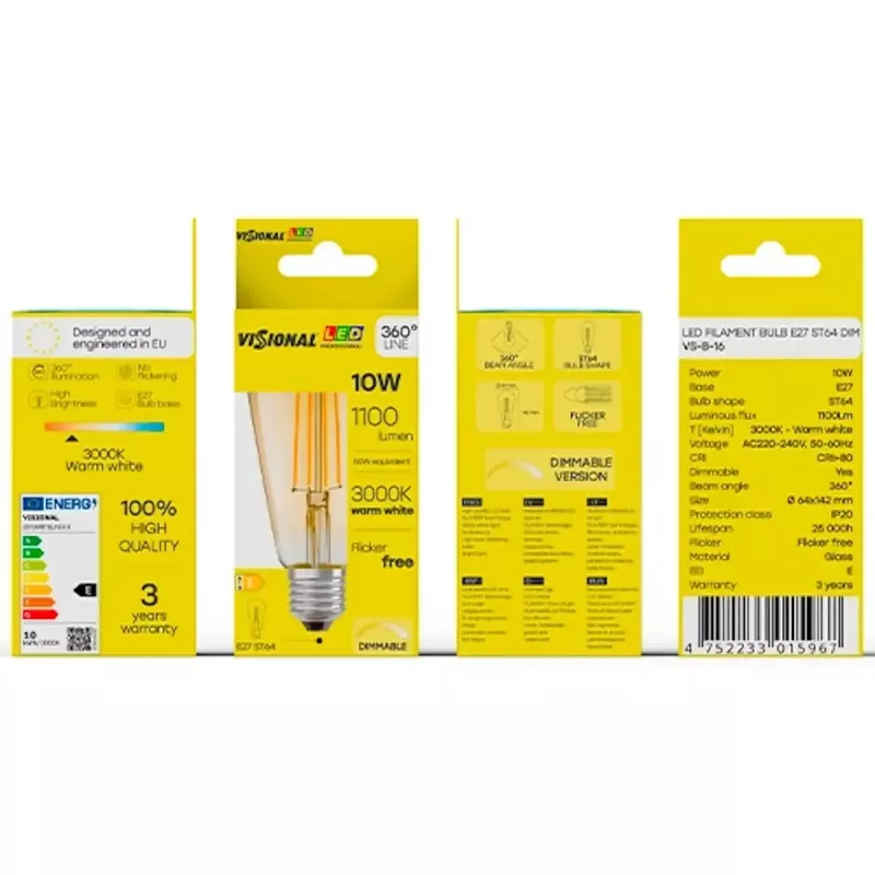 LED-lamppu VISIONAL VS-B-16 10W — 1100 lm, kotivalaistus