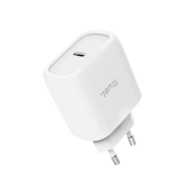 TRUST Maxo 45W USB-C GaN-laturi, 45 W, USB-C-lähtö, max. 20 V, 2 m kaapeli, valkoinen
