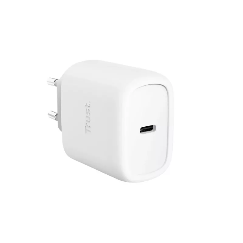 TRUST Maxo 45W USB-C GaN-laturi, 45 W, USB-C-lähtö, max. 20 V, 2 m kaapeli, valkoinen