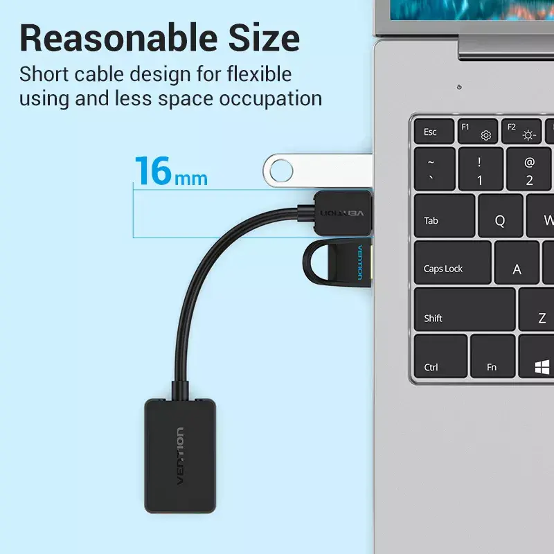 Vention 2-porttinen ulkoinen USB-äänikortti 0,15 m musta 2.1 kanavaa 16 bit