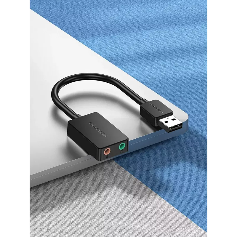 Vention 2-porttinen ulkoinen USB-äänikortti 0,15 m musta 2.1 kanavaa 16 bit