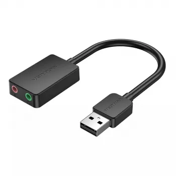 Vention 2-porttinen ulkoinen USB-äänikortti 0,15 m musta 2.1 kanavaa 16 bit