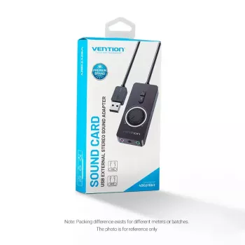 Vention USB 2.0 ulkoinen stereoäänisovitin äänenvoimakkuuden säädöllä 0,15 m musta ABS