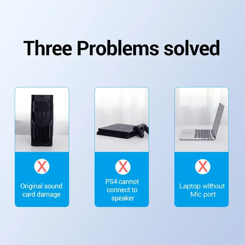 Vention USB 2.0 ulkoinen stereoäänisovitin äänenvoimakkuuden säädöllä 0,15 m musta ABS
