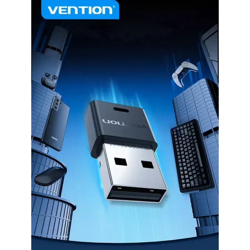 USB Bluetooth -verkkosovitin Vention NAHB0 — langaton USB-isäntä, Bluetooth-liitäntä, musta
