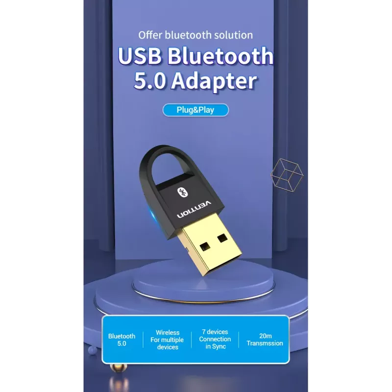 USB Bluetooth 5.0 -sovitin Vention CDSB0 musta