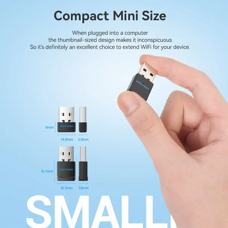 Vention KDSB0 USB Wi-Fi -sovitin, kaksikaistainen 2,4G/5G