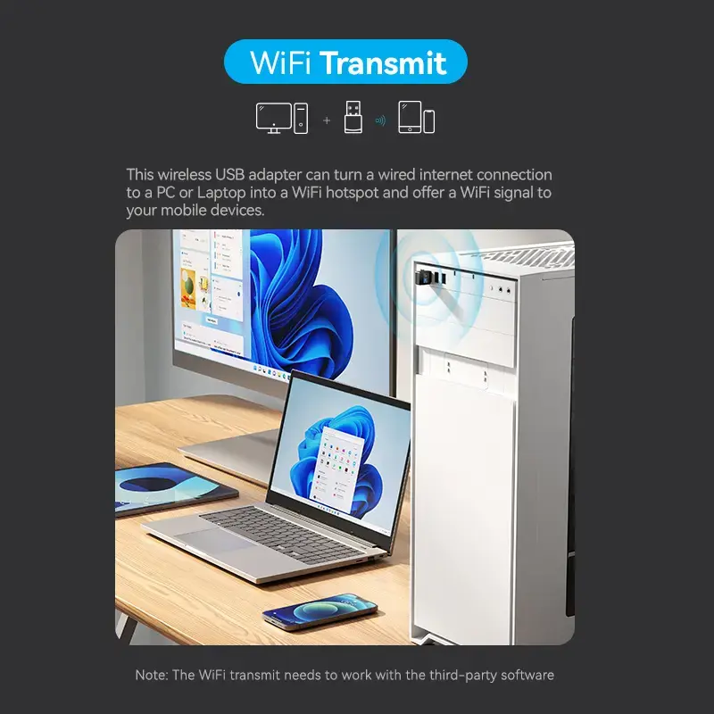 Vention KDSB0 USB Wi-Fi -sovitin, kaksikaistainen 2,4G/5G