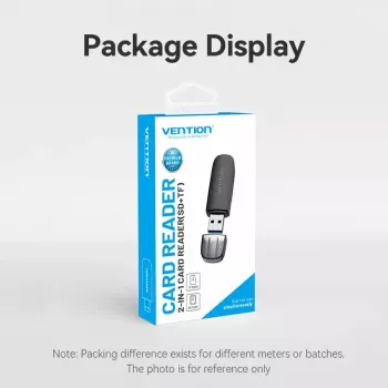 Vention 2-in-1 USB 3.2 Gen 1 (USB 3.0) -kortinlukija — SD & MicroSD, musta, kompakti
