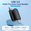 Vention CLGB0 2-in-1-kortinlukija, USB 3.0 A, SD + TF, kaksi asemakirjainta, musta