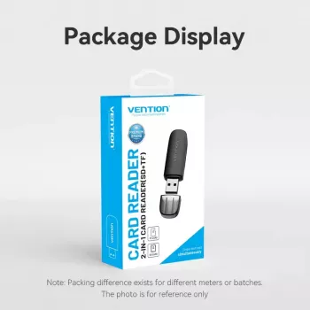 Vention 2-in-1 USB 3.0 A -kortinlukija SD+TF, USB 3.2 Gen 1, 5000 Mbit/s, musta