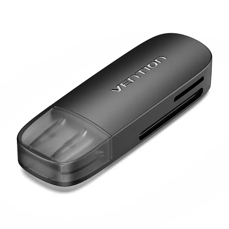 Vention 2-in-1 USB 3.0 A -kortinlukija SD+TF, USB 3.2 Gen 1, 5000 Mbit/s, musta