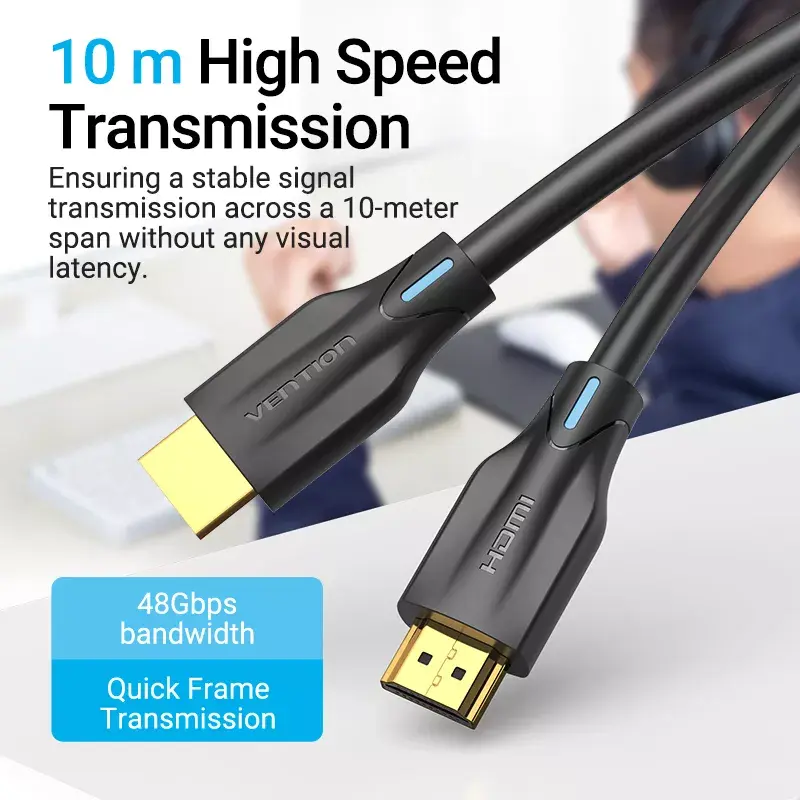 Vention 8K HDMI -kaapeli 2 m musta 48 Gbit/s HDMI 2.1