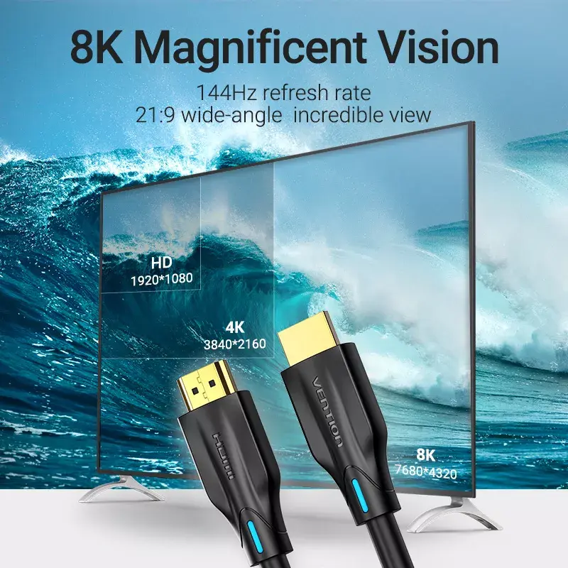 Vention 8K HDMI -kaapeli 2 m musta 48 Gbit/s HDMI 2.1