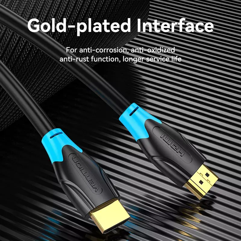 HDMI-kaapeli Vention 2 m, HDMI 2.0, 18 Gbit/s, 4K@60Hz, HDR, ARC, Ethernet, musta