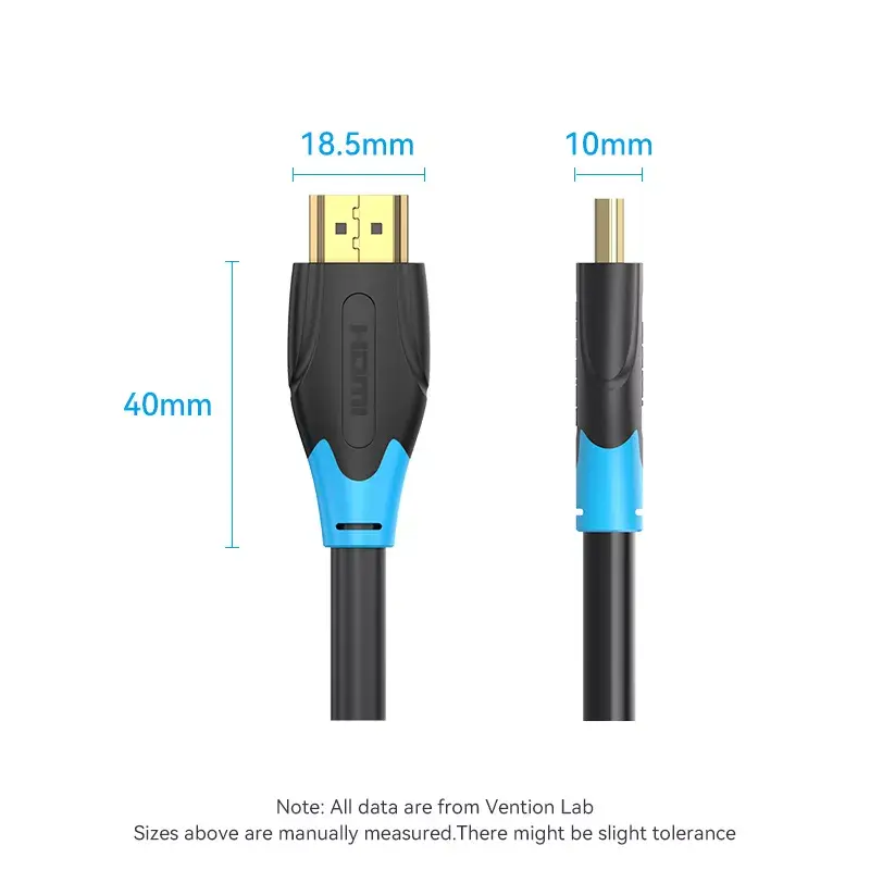 HDMI-kaapeli Vention 2 m, HDMI 2.0, 18 Gbit/s, 4K@60Hz, HDR, ARC, Ethernet, musta