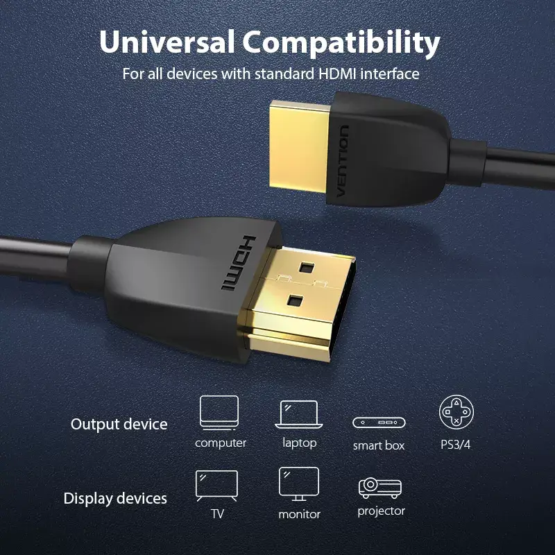 Vention kannettava HDMI-kaapeli 0,5 m musta HDMI 2.0 18 Gbit/s