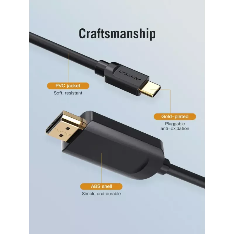 Vention Type-C–HDMI-kaapeli 2 m musta USB Type-C HDMI