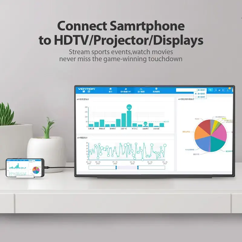 Vention Type-C–HDMI-kaapeli 2 m musta USB Type-C HDMI