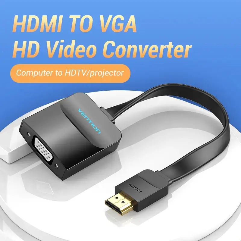 Vention litteä HDMI–VGA-muunnin 0,15 m musta VGA D-Sub HDMI tyyppi A