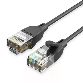 Verkkokaapeli Vention Cat.6A U/UTP 5 m, RJ-45–RJ-45, musta