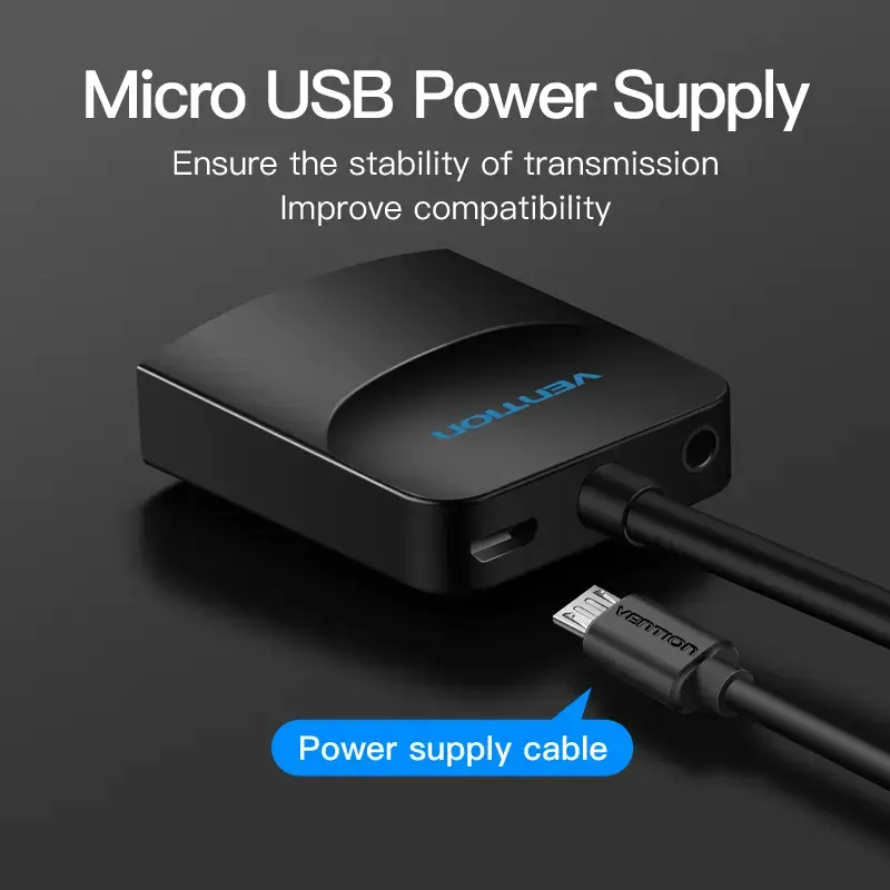 VGA–HDMI-muunnin Vention 0,15 m musta VGA HDMI Micro-USB audio