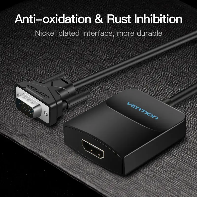 VGA–HDMI-muunnin Vention 0,15 m musta VGA HDMI Micro-USB audio
