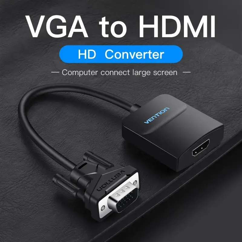 VGA–HDMI-muunnin Vention 0,15 m musta VGA HDMI Micro-USB audio