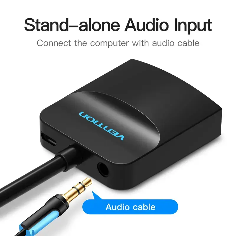VGA–HDMI-muunnin Vention 0,15 m musta VGA HDMI Micro-USB audio