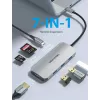 Telakointiasema Vention USB-C–HDMI USB 3.0×3 SD TF PD 100W harmaa