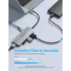 Telakointiasema Vention USB-C–HDMI USB 3.0×3 SD TF PD 100W harmaa