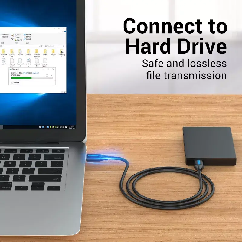 Vention COJBH USB 2.0 -kaapeli, USB-A-uros – USB-A-uros, 2 m, 2 A, musta