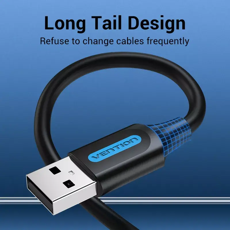 Vention COJBH USB 2.0 -kaapeli, USB-A-uros – USB-A-uros, 2 m, 2 A, musta