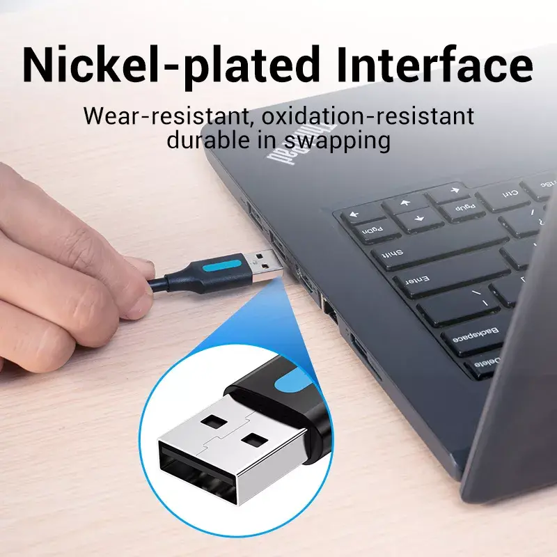 Vention COJBH USB 2.0 -kaapeli, USB-A-uros – USB-A-uros, 2 m, 2 A, musta