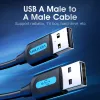 Vention COJBH USB 2.0 -kaapeli, USB-A-uros – USB-A-uros, 2 m, 2 A, musta