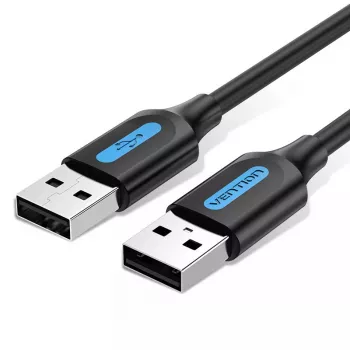 USB 2.0 A–A -kaapeli Vention 2 m, musta PVC, USB A - USB A, 0,48 Gbit/s